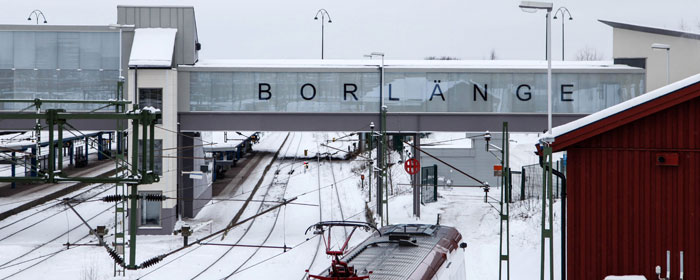 Borlänge tågstation (Resecentrum) i vinterskrud