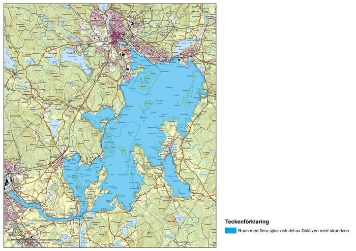 Bild 7.1 Karta över Runn inklusive Ösjön, Liljan, Vikasjön och del av Dalälven