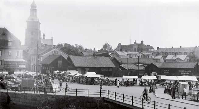 Torghandel på Fisktorget cirka 1950.
