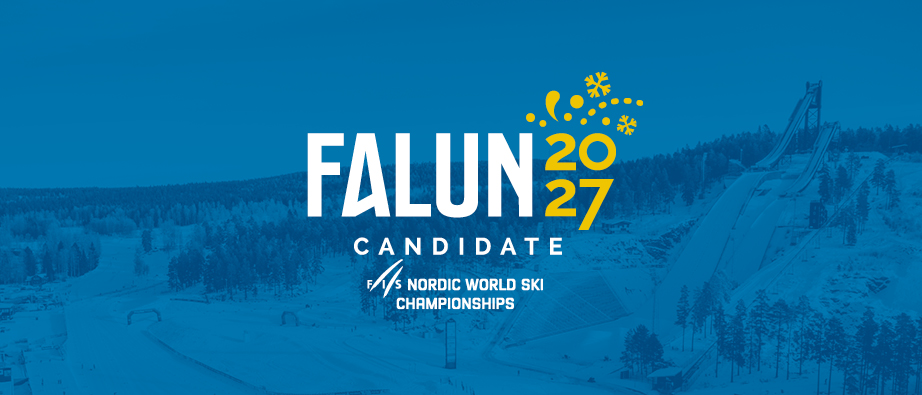 Bild på Faluns kandidaturlogga som går i blått, vitt och gult.